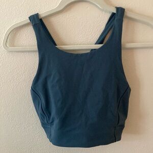 Lululemon blue Sleeveless Crop Top sports bra no pads  size 10